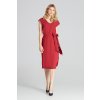 Elegantné šaty s opaskom M674 Deep Red