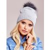 Šedá dámska čiapka so strapcom