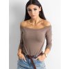 Dámsky hnedý top s odhalenými ramenami