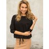 Dámske čierne tričko s gumou v páse