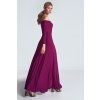 Fuchsiové maxi šaty s odhalenými ramenami