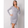 Šedé priliehavé šaty s dlhým rukávom