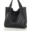 MARCO MAZZINI Čierna kožená shopper kabelka
