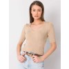 Béžové rebrované dámske tričko