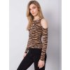 Čierno-hnedé vzorované dámske tričko s prestrihmi