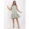 Šaty na ramienka s volánom - mätové
