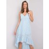 Modré dámske dierované letné šaty na ramienka