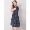 Tmavo modré dámske vzorované šaty