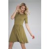 Olivové šaty s krátkymi rukávmi