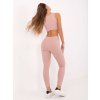 Ružová dámska rebrovaná súprava topu a legín