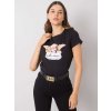 Čierne dámske tričko s potlačou anjela