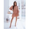 Púdrové dámske riasené mini šaty