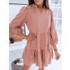 Púdrové dámske riasené mini šaty