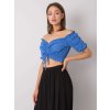 Modrý dámsky top s riasením