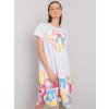 Biele dámske šaty s farebnou potlačou