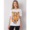 Biele dámske tričko s potlačou tigra