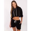 Čierna krátka tepláková súprava mikiny a šortiek
