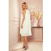 Smotanové šifónové šaty s opaskom ALIZEE