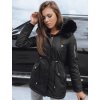 Čierna dámska parka s kožušinovou kapucňou