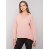 Svetlo ružový sveter s výstrihom do V