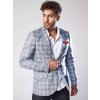 Modré kárované pánske sako