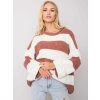 Voľný pletený sveter - biela / mauve