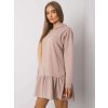Béžové dámske mikinové šaty s volánom (Veľkosť S/M)