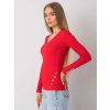 Červené rebrované tričko s ozdobnými gombíkmi