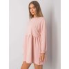 Svetloružové mini mikinové šaty s dlhými rukávmi