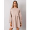 Béžové mini mikinové šaty s dlhými rukávmi