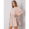 Béžové mini mikinové šaty s dlhými rukávmi