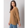 Hnedý dámsky sveter s výstrihom