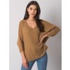 Hnedý dámsky sveter s výstrihom