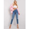 Modré dámske džínsy s vysokým pásom