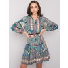 Modré dámske vzorované mini šaty