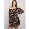Čierno-béžové mini šaty s potlačou ruží