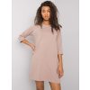 Béžové voľné mini šaty s vreckami
