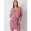 Ružové mikinové šaty na uviazanie v páse