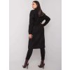 Čierny dlhý pletený kardigan s opaskom