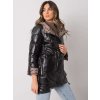 Čierna dámska lesklá prešívaná zimná bunda