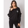 Čierna dámska mikina s čipkou na rukávoch