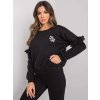 Čierna dámska mikina s čipkou na rukávoch