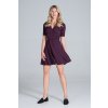 Fialové mini šaty so zavinovacím výstrihom