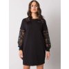 Čierne mikinové šaty Alexxie s čipkovými rukávmi