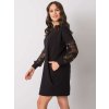 Čierne mikinové šaty Alexxie s čipkovými rukávmi