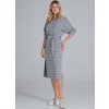 Šedé pruhované midi šaty s dlhým rukávom (Veľkosť S/M)