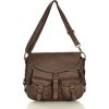 MARCO MAZZINI Hnedá kožená messenger bag s vreckami (Veľkosť ONE SIZE)