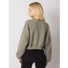 Khaki prešívaná dámska skrátená mikina