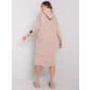 Béžové dámske dlhé mikinové šaty s kapucňou