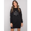 Čierne dámske mikinové šaty s nápisom